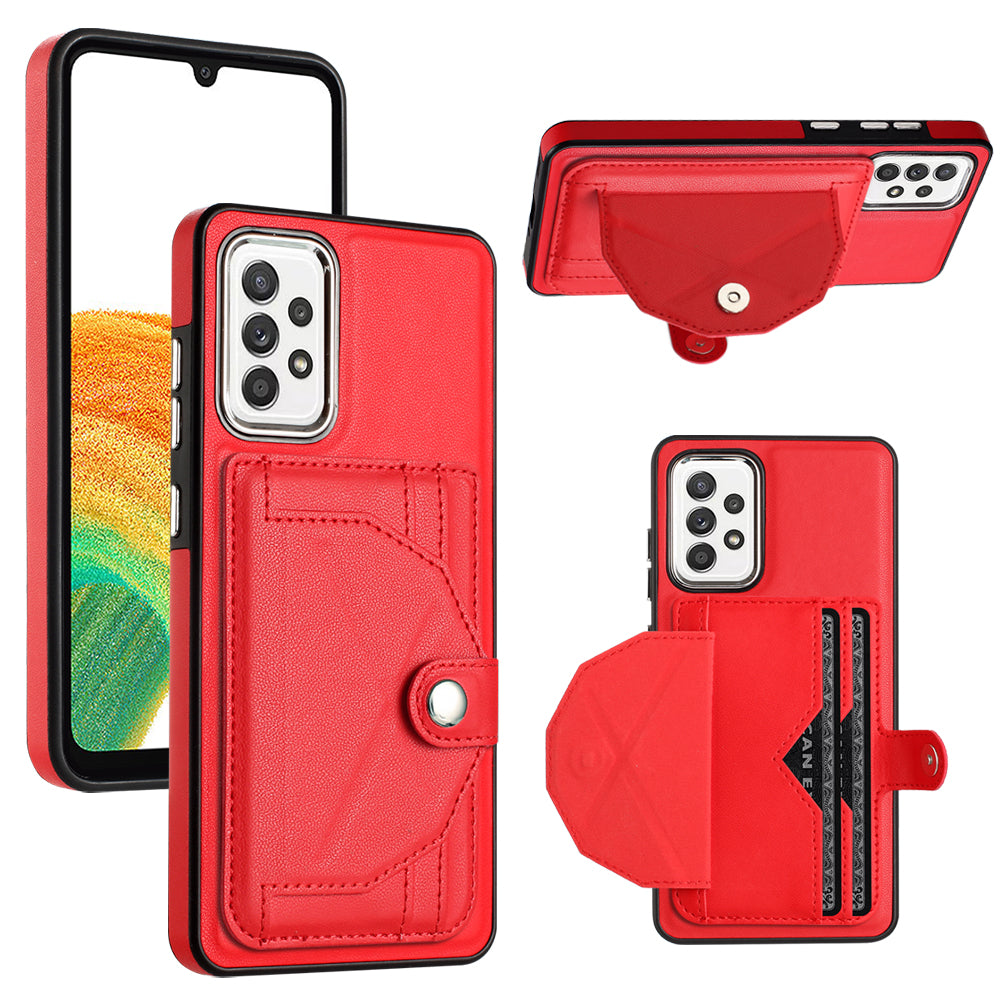 YB Leather Coating Series-4 Card Holder Case for Samsung Galaxy A33 5G PU Leather Coated TPU Kickstand Phone Cover YB Leather Coating Series-4 Card Holder Case for Samsung Galaxy A33 5G PU Leather Coated TPU Kickstand Phone Cover